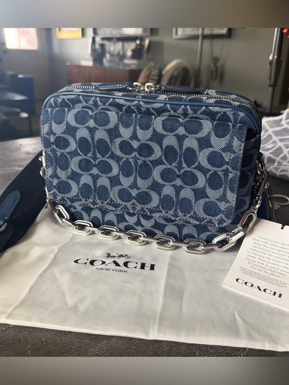 Coach Charter Flap Crossbody Bag 24 in Signature Denim